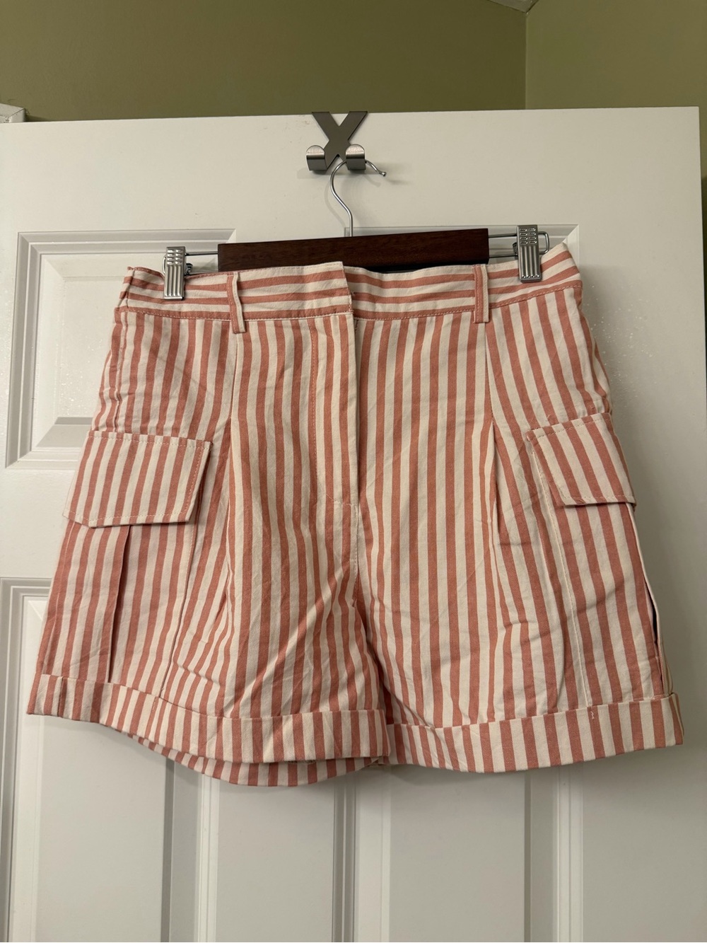 Blu Pepper Pink and White Striped Cargo Shorts